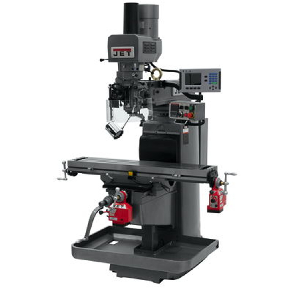 JET JTM-1050EVS2/230 Mill With 3-Axis Acu-Rite 203 DRO (Quill) With X and Y-Axis Powerfeeds and Air Pow #690632