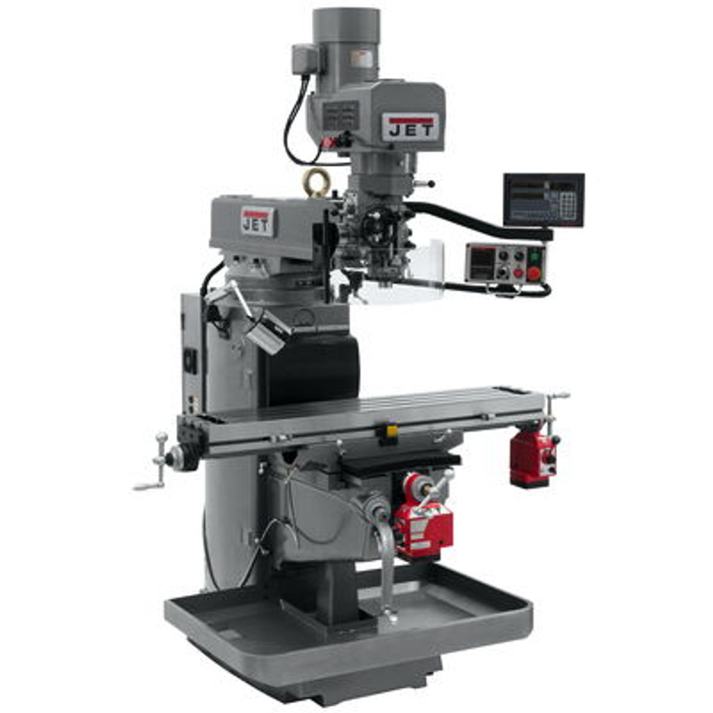 JET JTM-1050EVS2/230 Mill With 3-Axis Newall DP700 DRO (Knee) With X and Y-Axis Powerfeeds #690641