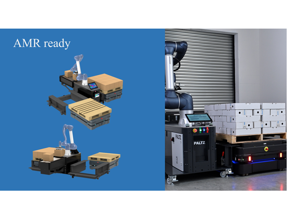 beROBOX - All-in-One Palletizing Work Cell, 20kg - PALTZ.17c, 2 Pallet Zones w/Conveyor, 65" Stack Height, Includes Doosan H2017