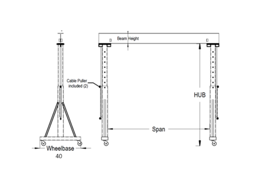 All Lift Adjustable Height Steel Gantry Crane, 4 Ton
