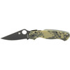 Spyderco Para Military 2, Folding Knife, 3.438" Blade, Clip Point, Plain Edge, CPM-S45V With Black DLC Finish, Camo G-10 Frame, Circle Thumb Hole/Pocket Clip C81GPCMOBK2