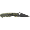 Spyderco Para Military 2, Folding Knife, 3.438" Blade, Clip Point, Plain Edge, CPM-S45V With Black DLC Finish, Camo G-10 Frame, Circle Thumb Hole/Pocket Clip C81GPCMOBK2