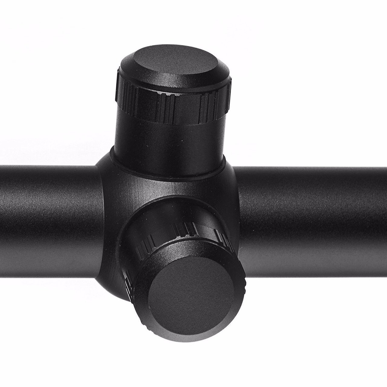 A range finder reticle in a rifle scope, illuminated in red and green, with a 6-24x50 magnification