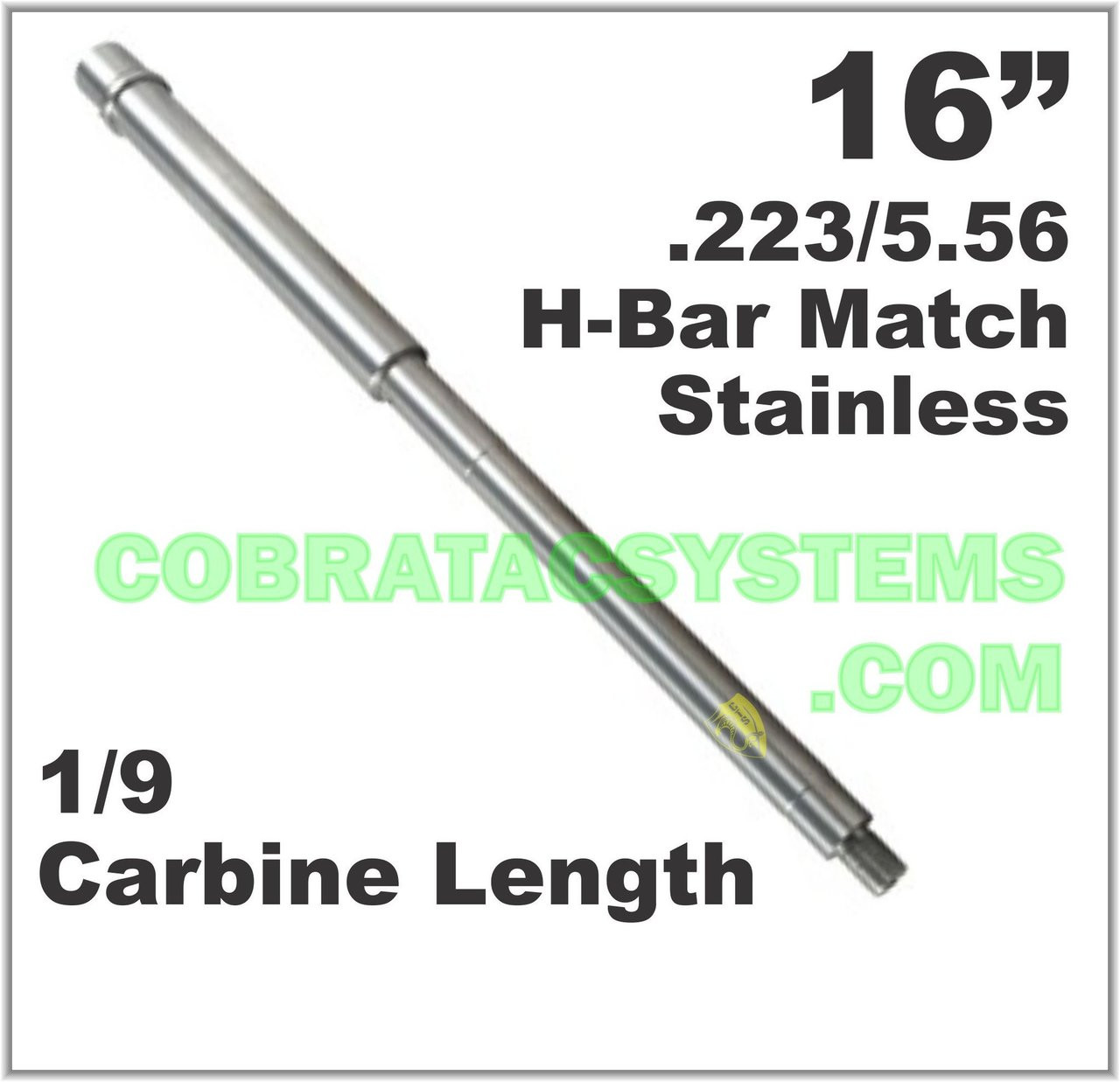 16" Stainless 5.56 H-Bar AR Stripped Match Grade Barrel 1:9