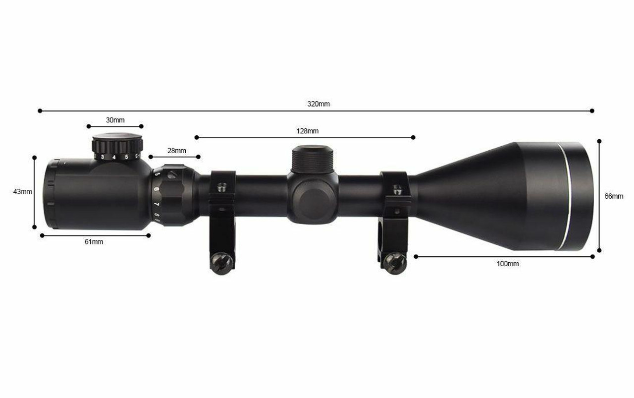 1S1K Optics 3-9 X 56 Illuminated Mil-Dot Rangefinder Reticle Rifle Scope - Black