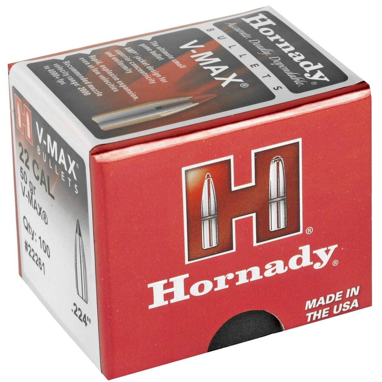 Hornady Hrndy V-max 22 Cal .224 50gr 100ct 090255222616