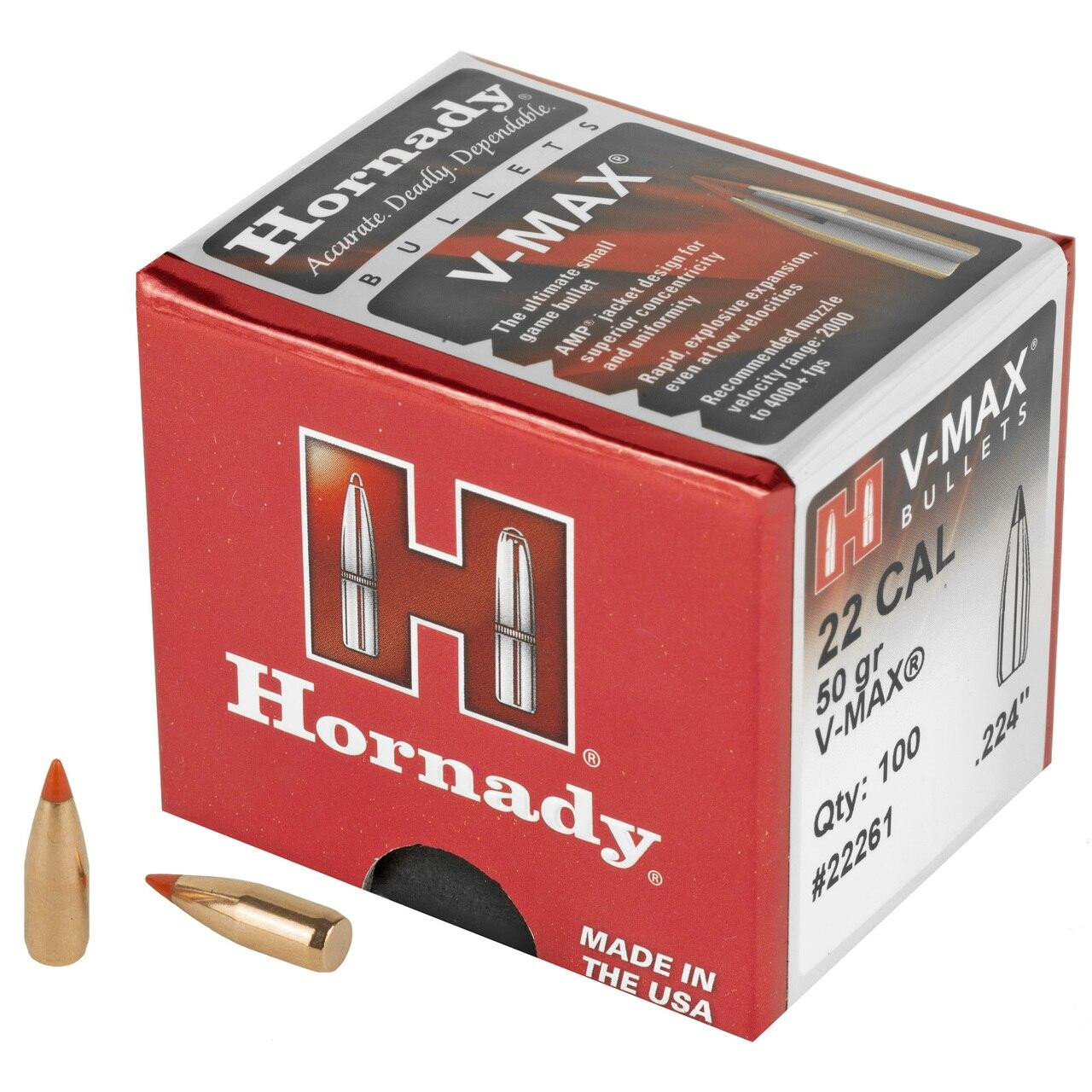 Hornady Hrndy V-max 22 Cal .224 50gr 100ct 090255222616