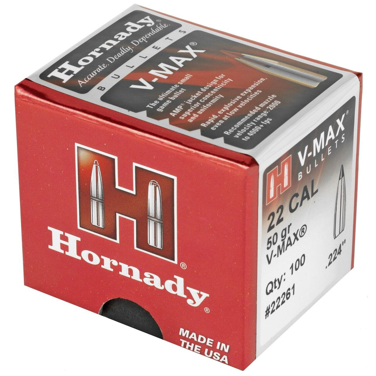 Hornady Hrndy V-max 22 Cal .224 50gr 100ct 090255222616