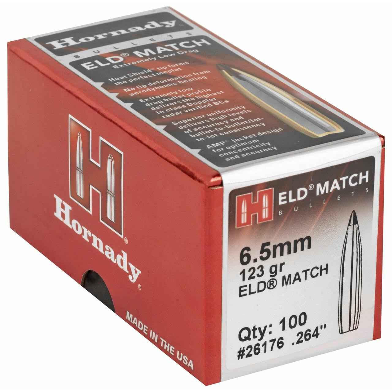 Hornady Hrndy Eld-m 6.5mm .264 123gr 100ct 090255261769