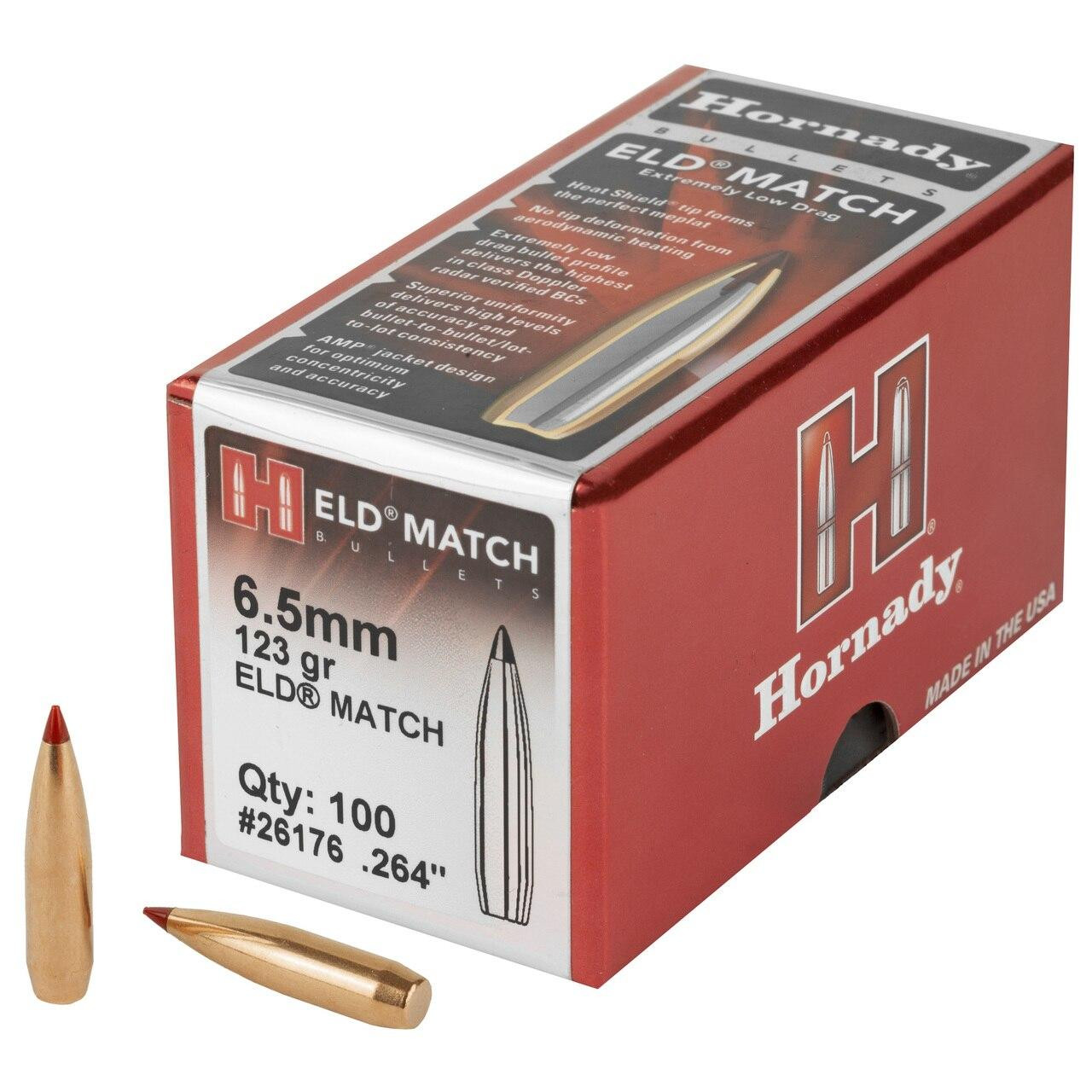 Hornady Hrndy Eld-m 6.5mm .264 123gr 100ct 090255261769