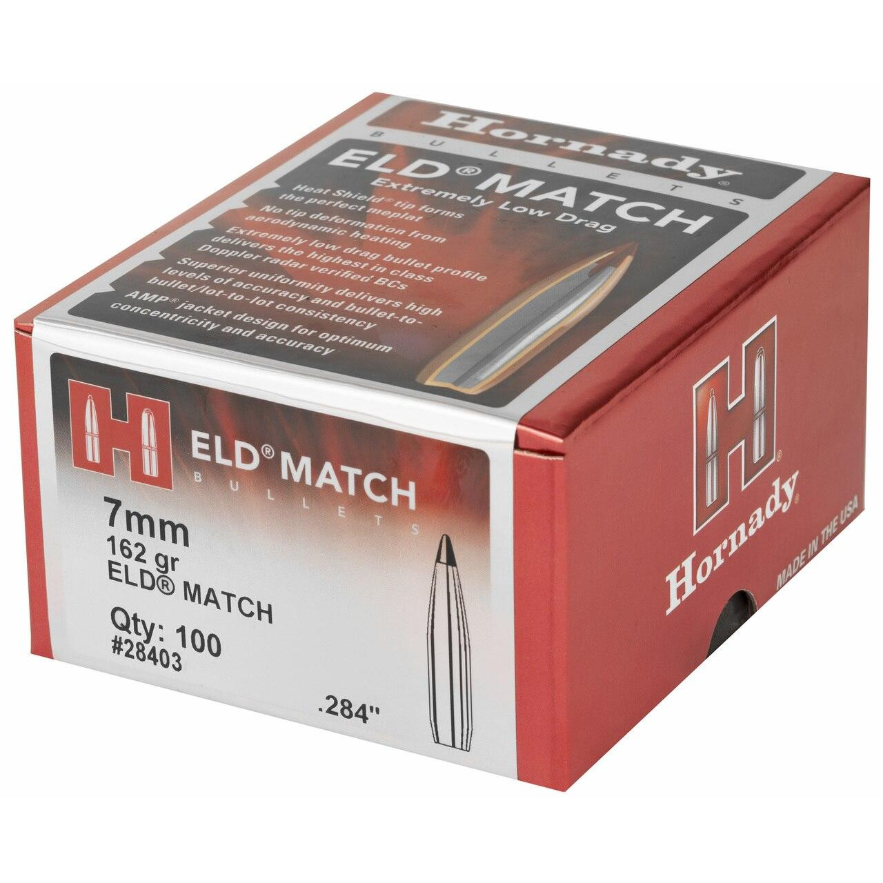 Hornady Hrndy Eld-m 7mm .284 162gr 100ct 090255284034