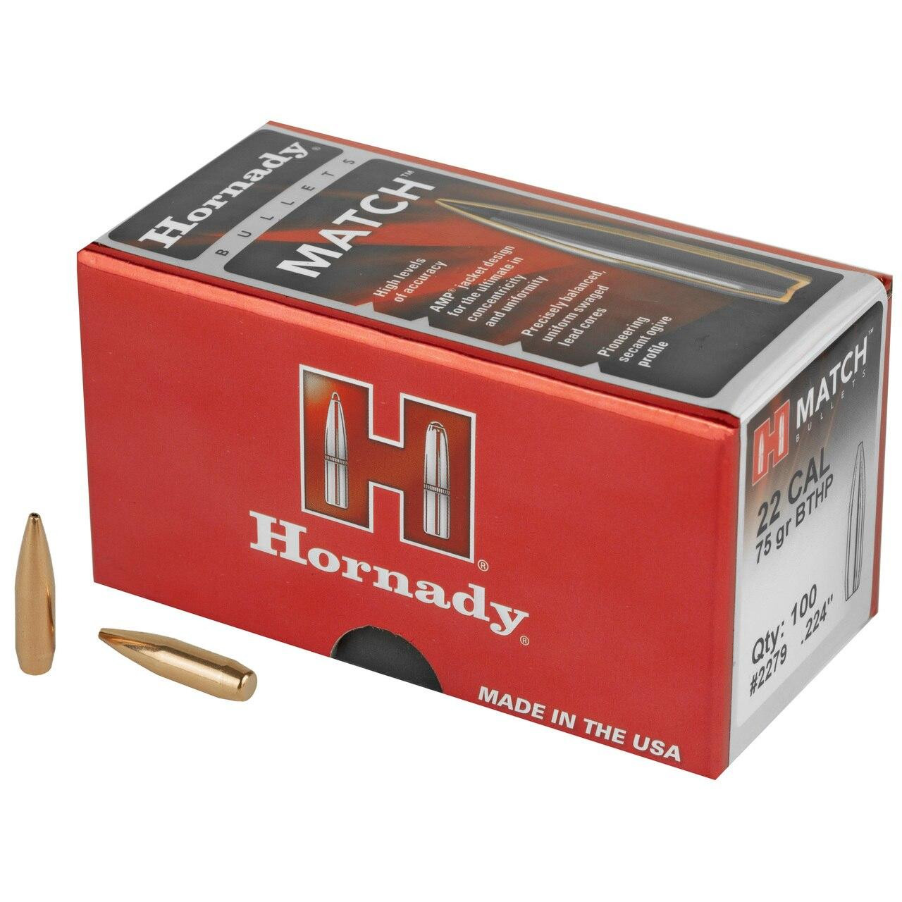 Hornady Hrndy Match 22cal .224 75gr 100ct 090255222791