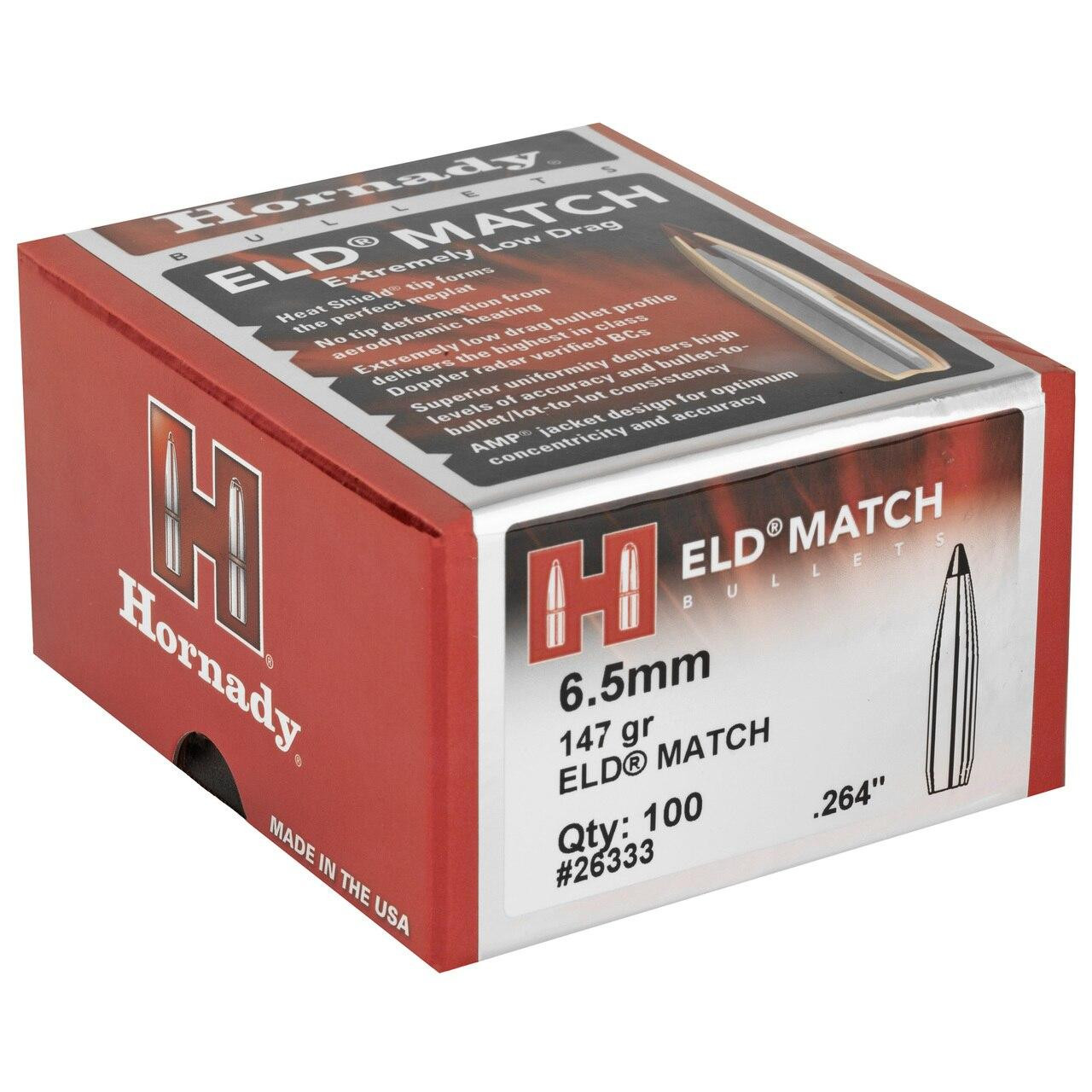 Hornady Hrndy Eld-m 6.5mm .264 147gr 100ct 090255263336