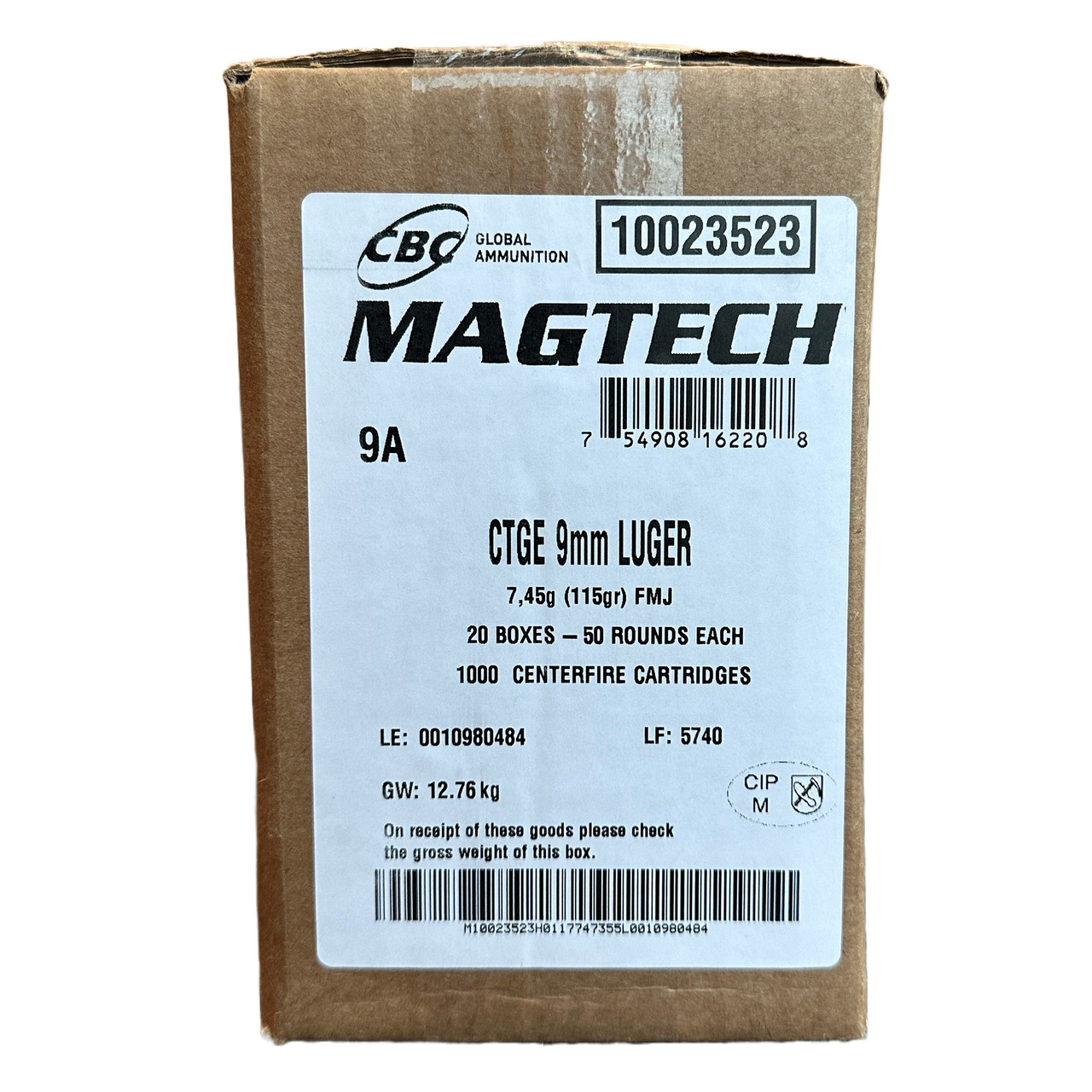 Magtech Sport Shooting, 9MM, 115 Grain, Full Metal Jacket, 50 Round Box 9A