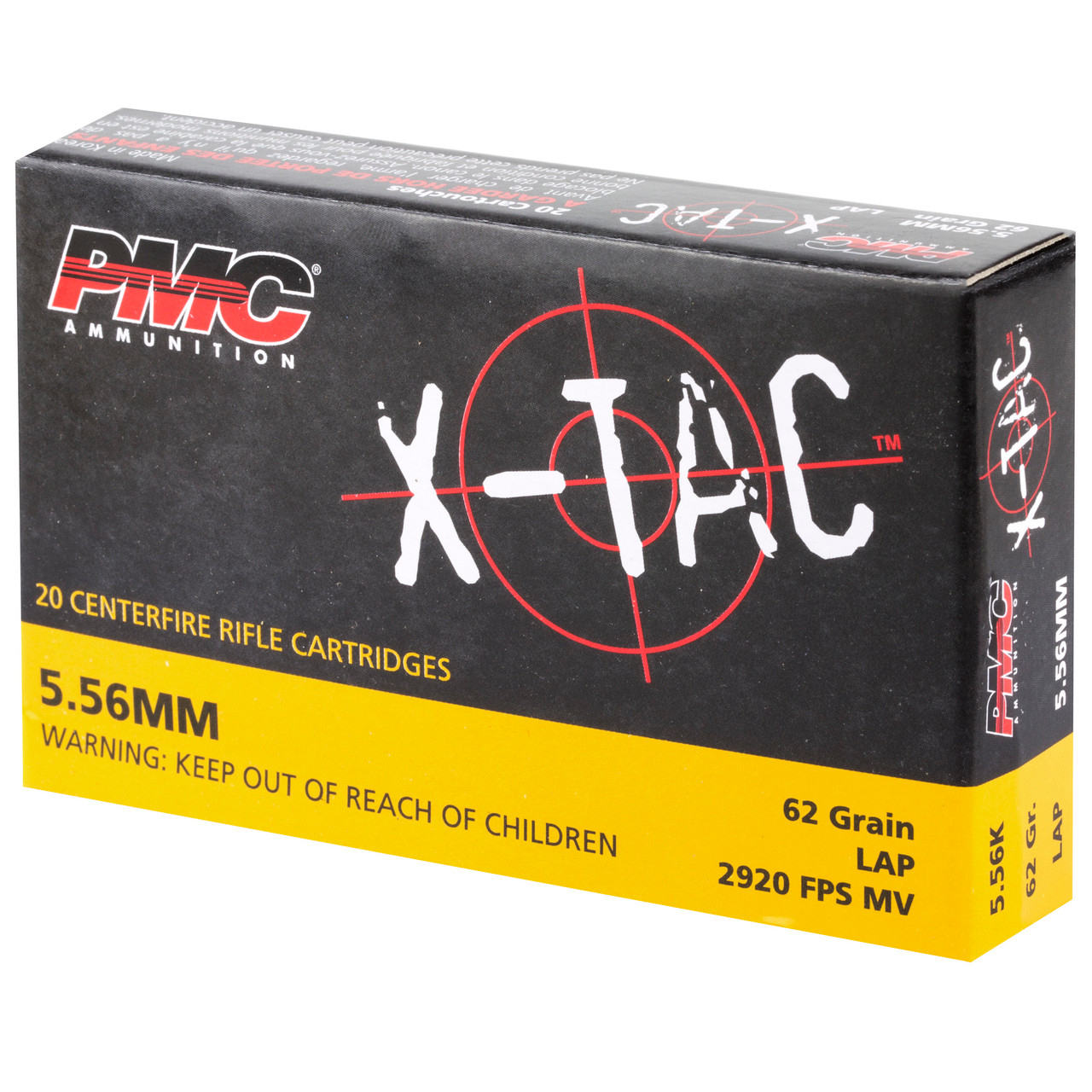 PMC Ammunition XTAC, 5.56 NATO, 62 Grain, LAP, 20 Round Box, Green Tip 5.56K