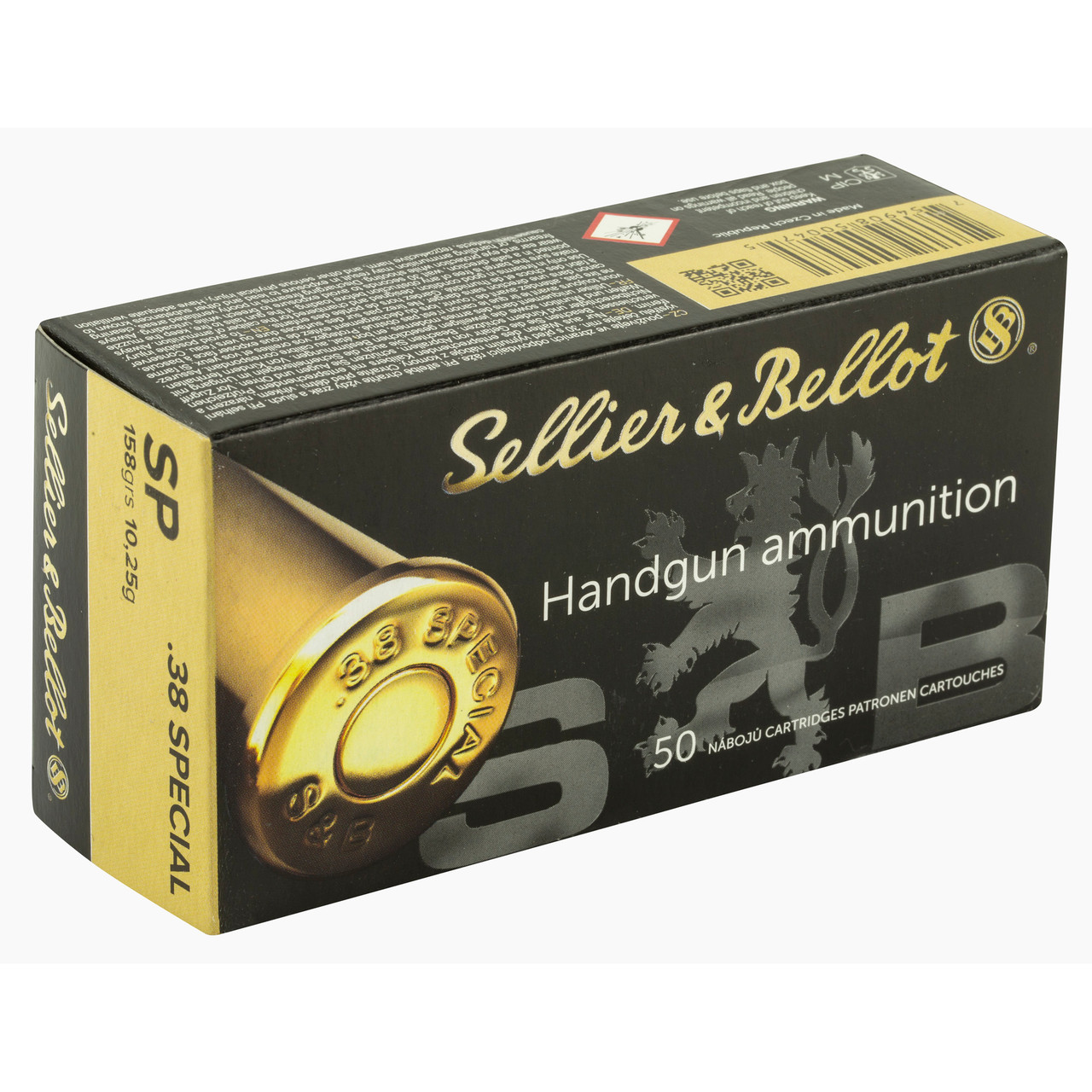 Sellier & Bellot Pistol, 38 Special, 158 Grain, Soft Point, 50 Round Box SB38C