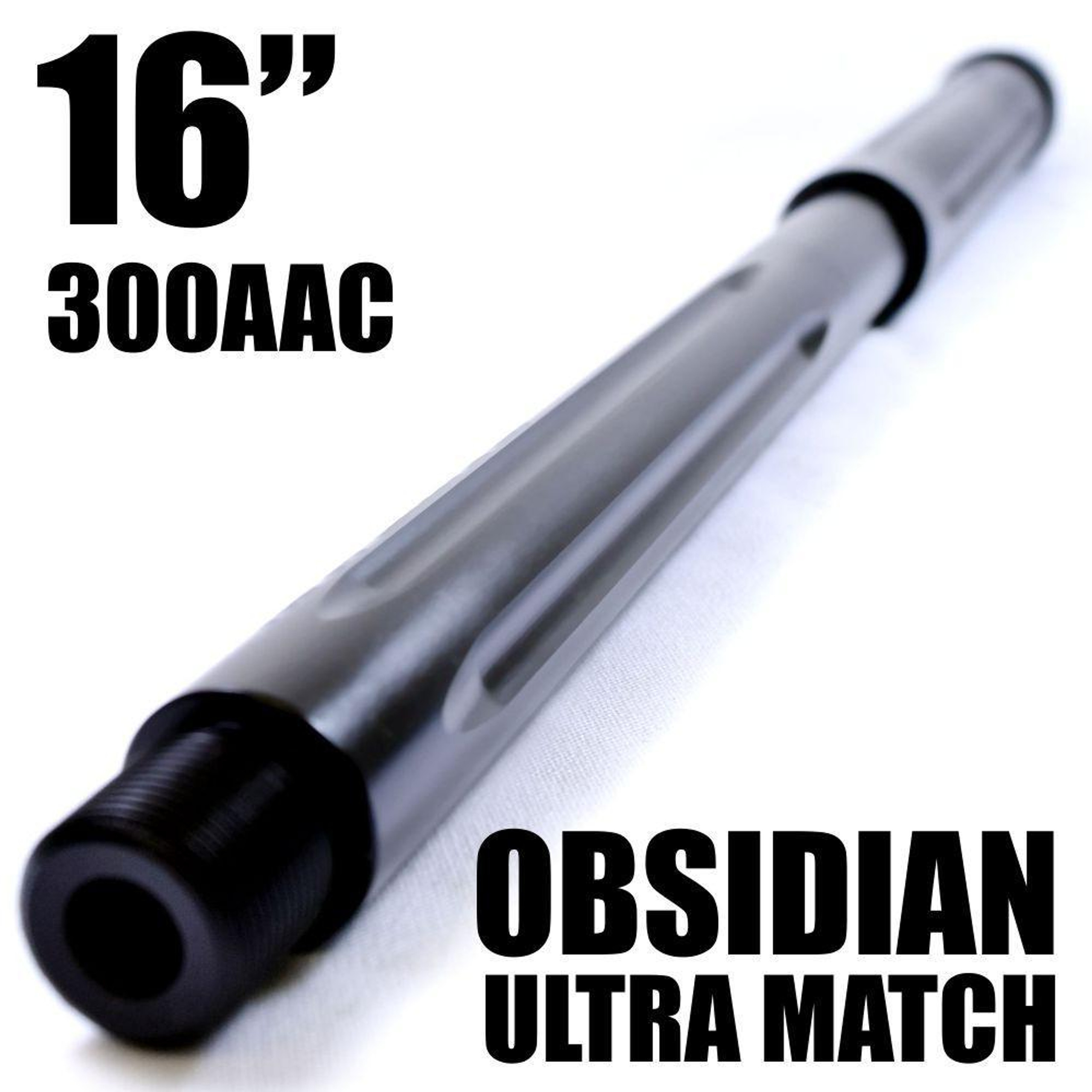 16" 300 AAC Blackout Obsidian Ultra Match Fluted Whisper Barrel