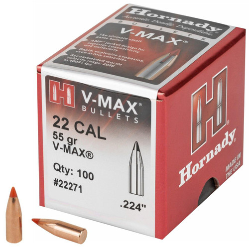 Hornady Hrndy V-max 22 Cal .224 55gr 100ct 090255222715