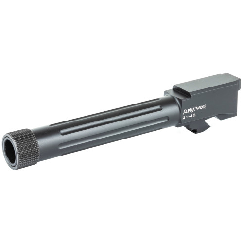 Lone Wolf Distributors AlphaWolf Barrel, 45 ACP, Salt Bath Nitride Coated, Threaded/Fluted, 416R Stainless Steel, .578x28 TPI, Fits Glock 21, Includes Thread Protector, Made in the USA AW-2145TH