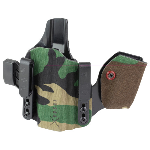 Safariland INCOG-X, Joint Collaboration with Haley Strategic, Inside the Waistband Holster, Fits Glock 17/19, Integrated Magazine Caddy, Microfiber Suede Wrapped Boltaron Construction, Woodland Camo, Right Hand 1341348