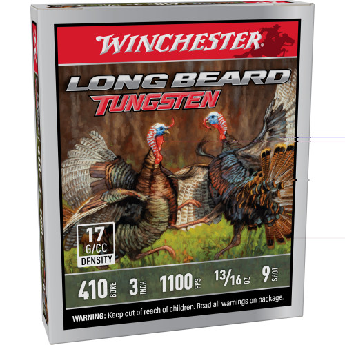 Winchester Ammunition Long Beard Tungsten, 410 Bore 3", #9, Tungsten Shot Shell, 5 Shells per Box LBT4139