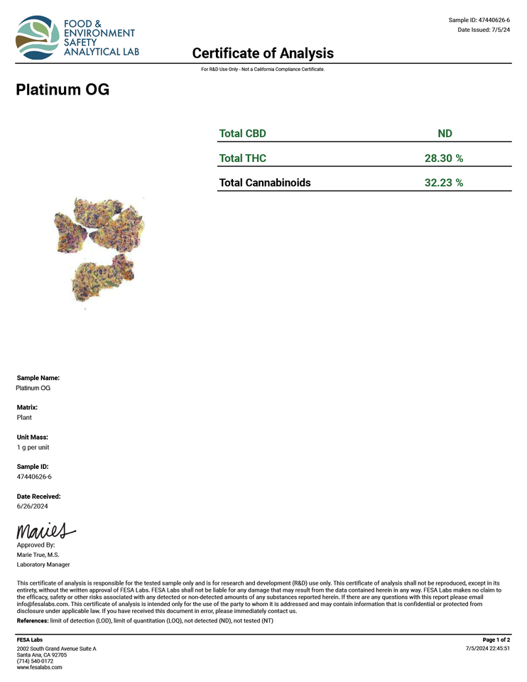 PLATINUM OG COA