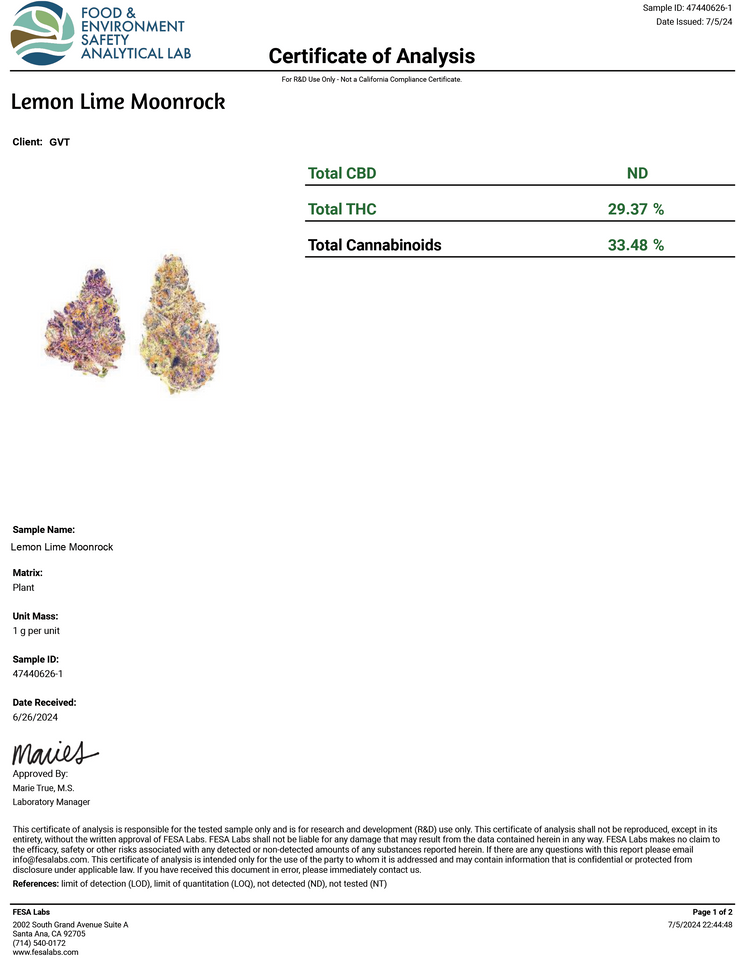LEMON LIME MOONROCK COA