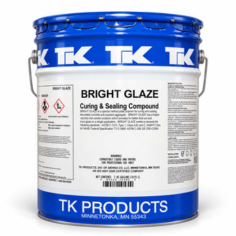 A back side view of TK Products Bright Glaze 5-Gallon Pail