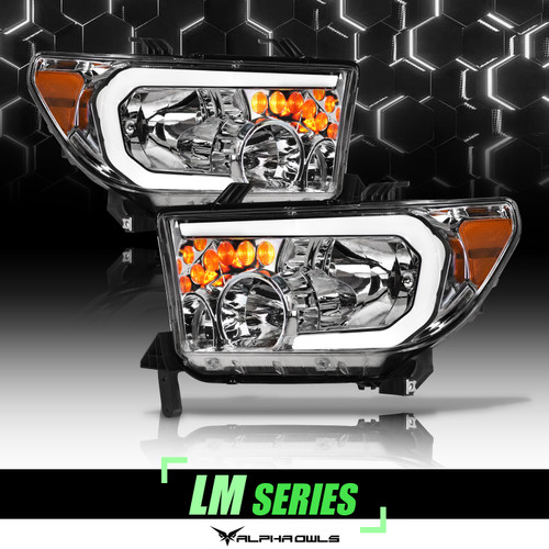 Alpha Owls 2007-2013 Toyota Tundra LM Series Headlights (Crystal Headlights Chrome housing w/ LumenX Light Bar) - 8709733