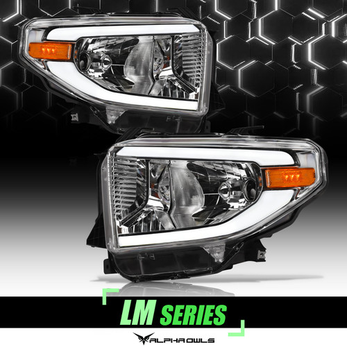 Alpha Owls 2014-2021 Toyota Tundra LM Series Headlights (Crystal Headlights Chrome housing w/ LumenX Light Bar) - 8709757