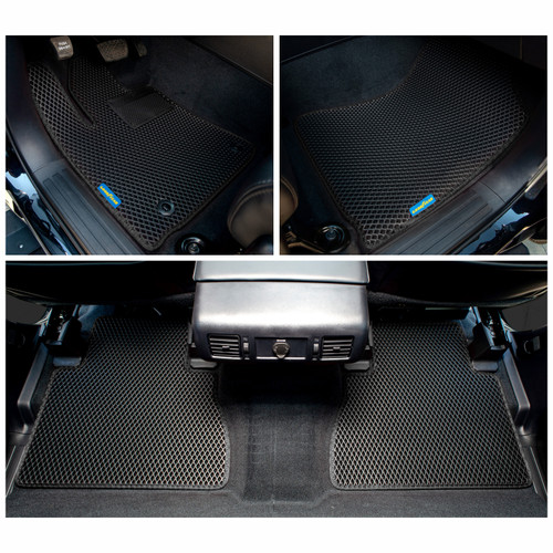 Goodyear Custom Fit Car Floor Liners for Toyota Tundra 2014-2021 CrewMax Black/Black 4 Pc. Set All-Weather Diamond Shape Liner Traps Dirt Liquid Precision Interior Coverage - GY004087 - GY004087