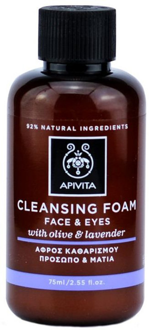 Apivita mini crema espuma limpiadora con oliva lavanda y propóleo 75 mL – rostro y ojos