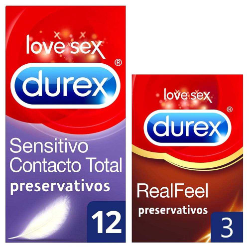 Preserva. durex cont total 12 U + realfeel 3 U