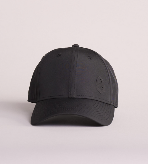 Black Crest Black Icon baseball hat velcro adjustable cap front view