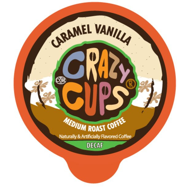 Crazy Cups Caramel Vanilla Decaf K Cup Pods - Coffee Crazy Mix and