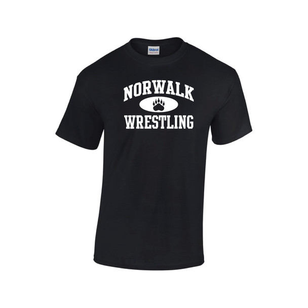 Unisex Black "Norwalk Wrestling" Cotton T-shirt