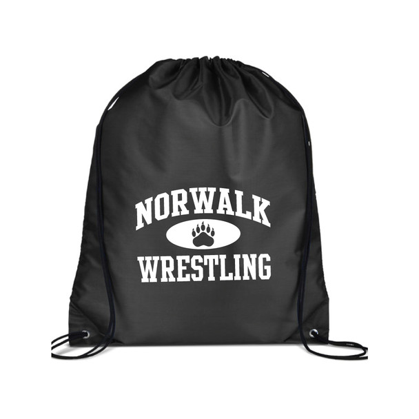 Black "Norwalk Wrestling" Nylon Drawstring Bag