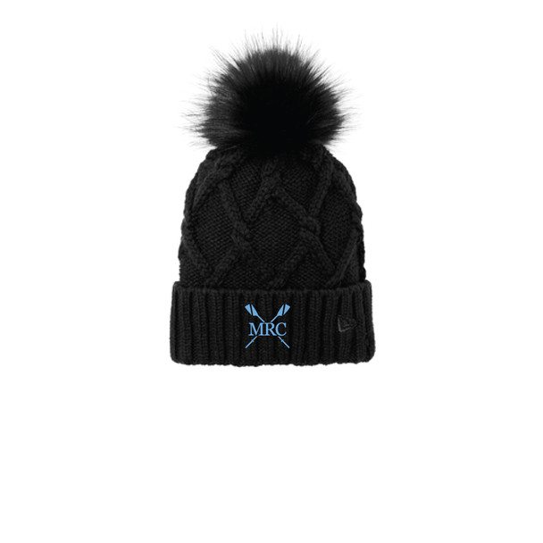 MRC Black Faux Fur PomPom Beanie