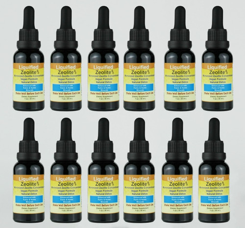 12 BOTTLES Liquified Liquid Zeolite Vegan Natural Detox 1 Oz