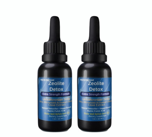 QTY2 Liquified Zeolite Natural Detox Extra Strength 1 oz Glass Bottle
