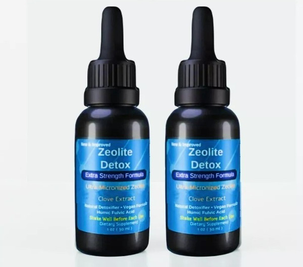 QTY2 Liquified Zeolite Natural Detox Extra Strength 1 oz Glass Bottle