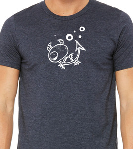 Close up of minimalist meditating dragon t shirt cute fantasy creature with moons graphic tee.