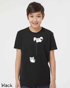 Quirky cat art t shirt black.