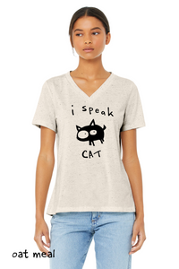 I Speak Cat - Women's Relaxed V-Neck Tri I Speak Cat - Women's Relaxed V-Neck Tri