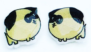 Handmade pug earrings tiny dog stud earrings fawn black pug animal jewelry Portland handmade.