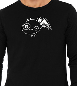 Close up of bat long sleeve shirt nature design mountain wings minimalist graphic.