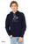 Model wearing nurse humor hoodie be patient pun cute bee in bed. Color navy.