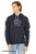 Man wearing funny procrastination heather navy hoodie cute blob animal design.