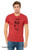 I Speak Dog t-shirt with cartoon pug illustration for dog lovers on man wearing red unisex tee.