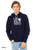 Portland souvenir t shirt artistic city illustration on navy hoodie.